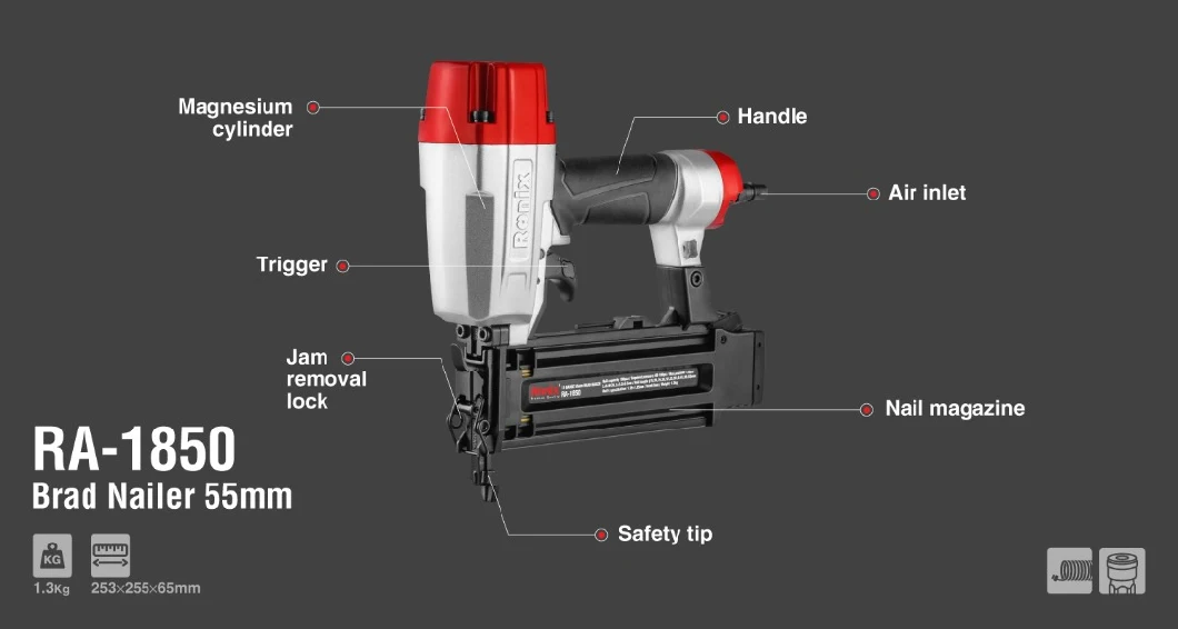 Ronix Model Ra-1850 Mini Portable Pneumatic Electric Nail Gun Air Nailer Stapler